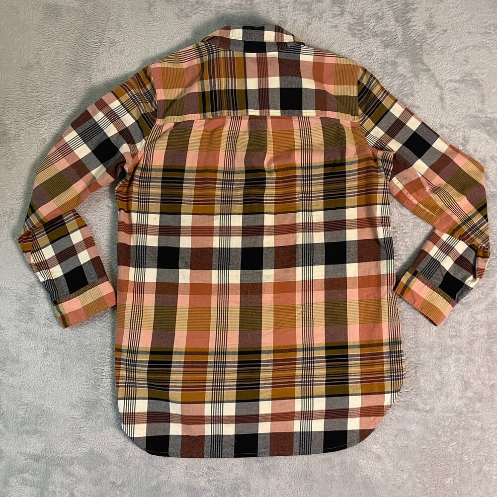 Madewell Plaid Button Down Shirt Womens M Orange Flannel Boyfriend Casual - Picture 9 of 9